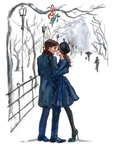 Иллюстрации любовь зима