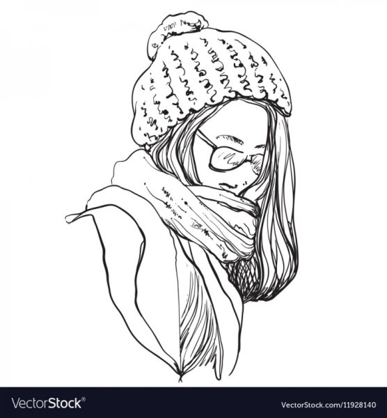 Девушка в шапке эскиз