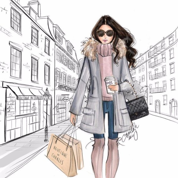 Модные нарисованные девушки