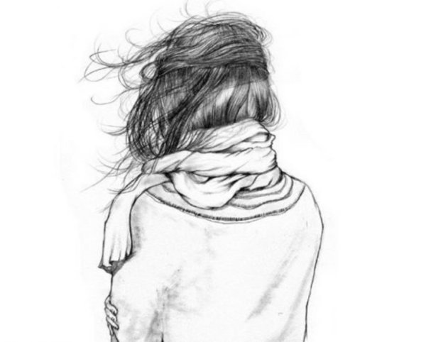 Рисунки карандашом девушки со спины
