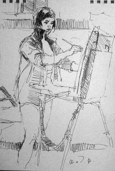 Наброски людей гелевой ручкой