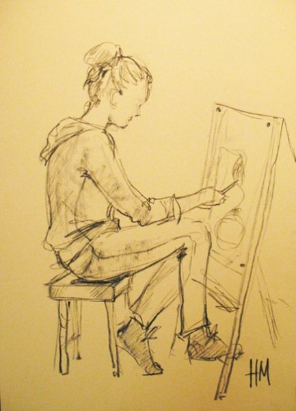 Наброски людей в интерьере