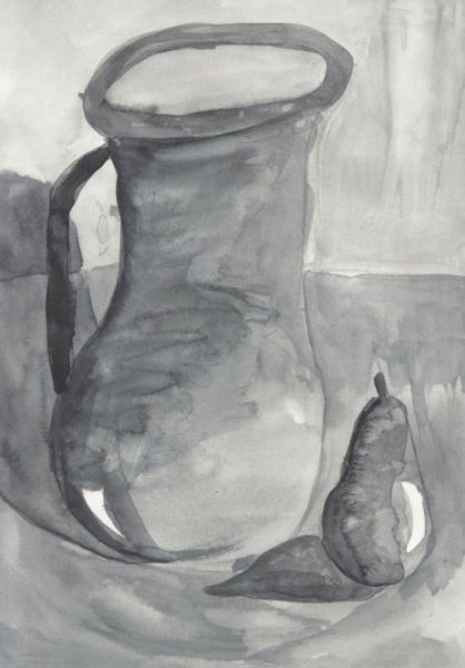 Тени в натюрморте гуашью