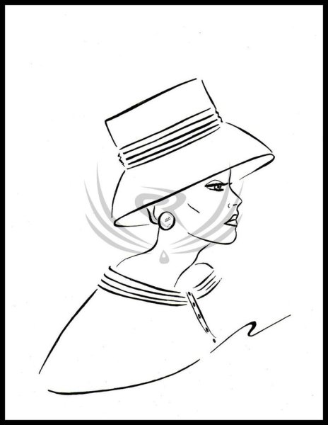 Девушка в шляпе набросок