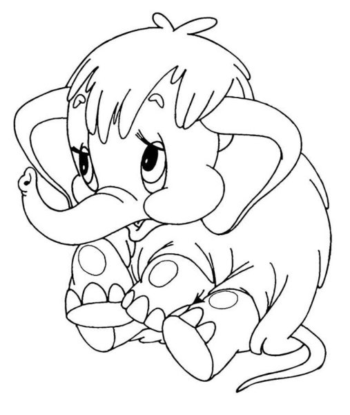 Мамонтенок мультфильм раскраска