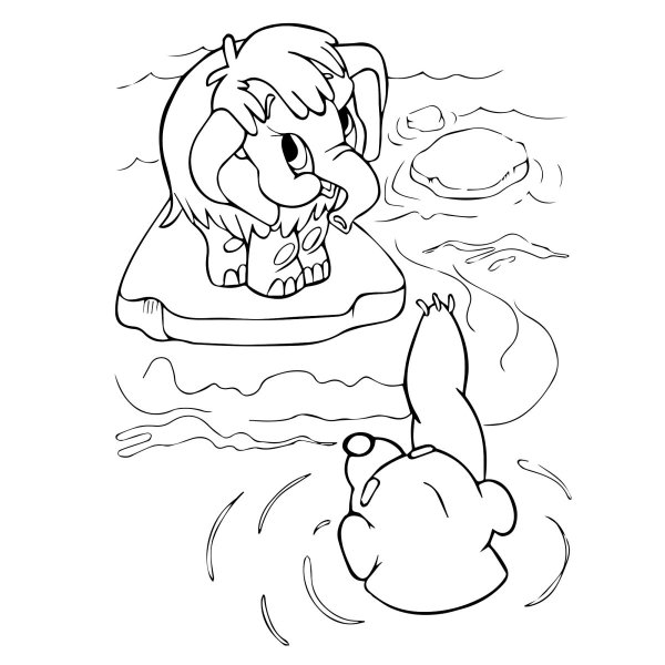 Мамонтенок раскраска для детей