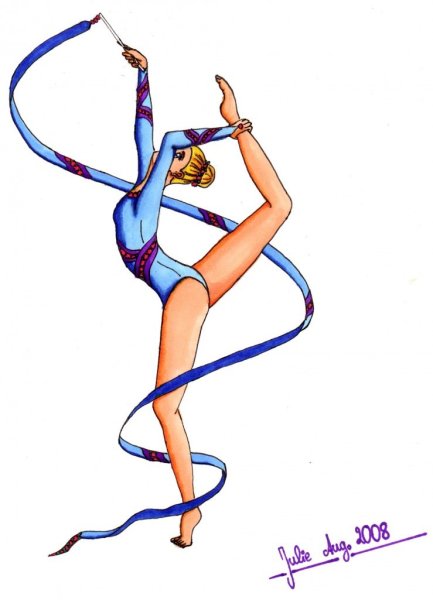 Нарисовать гимнастку с лентой