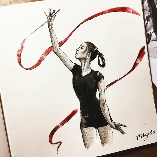 Портреты гимнасток карандашом