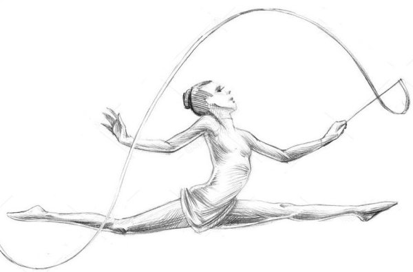 Гимнастка с булавами карандашом