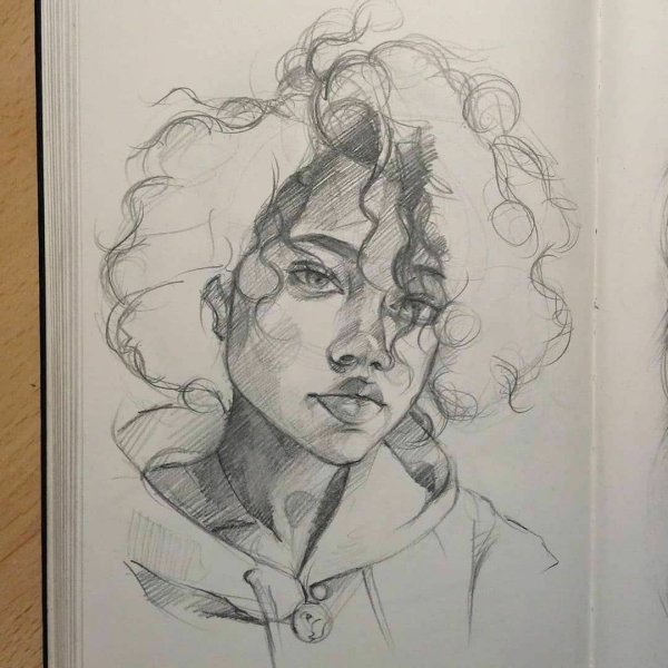 Рисование лица карандашом для скетчбука