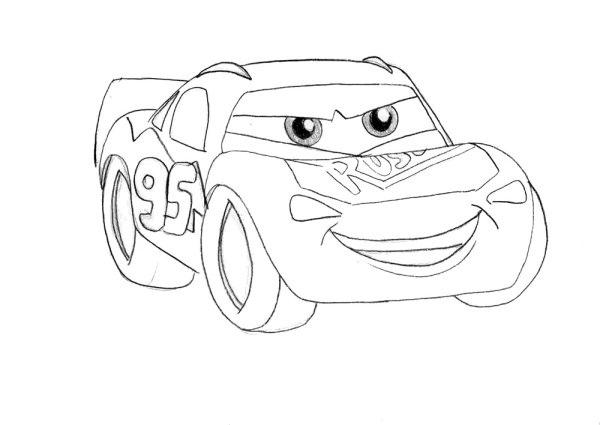 Молния Маквин раскраска для детей легкая