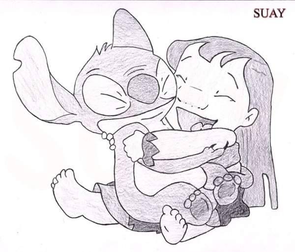 Лило и Стич карандашом