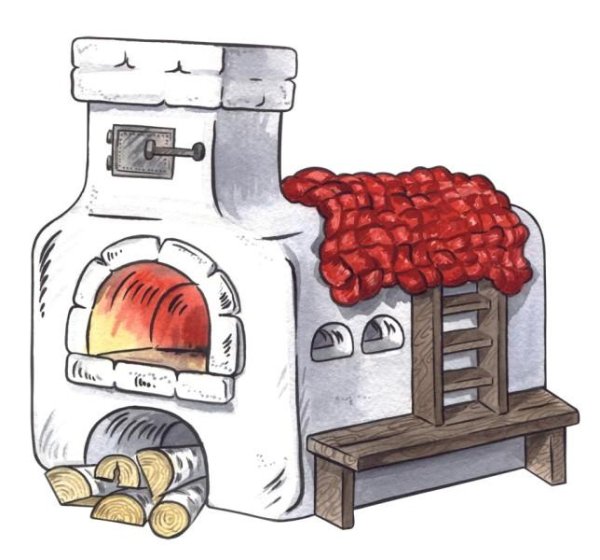 Интерьер русской избы карандашом