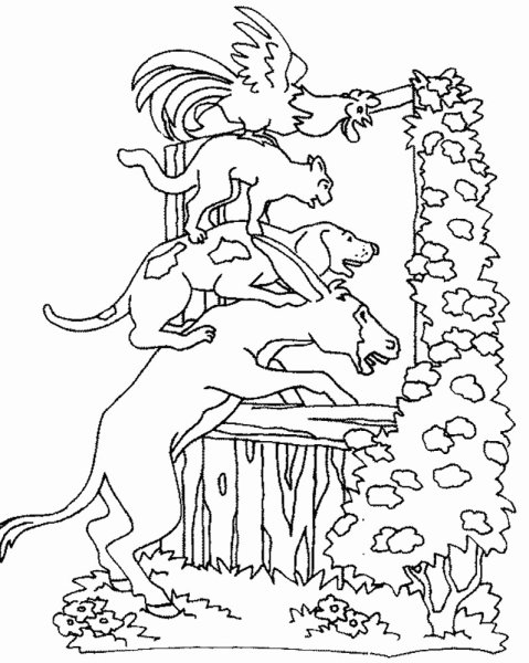 Иллюстрация бременских музыкантов раскраски