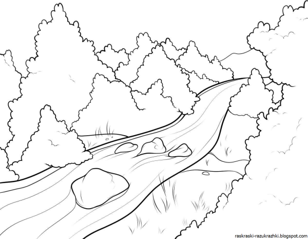 Раскраска речка для детей