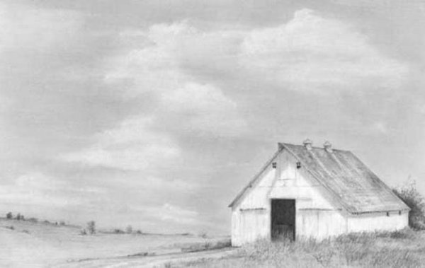 Степной пейзаж карандашом