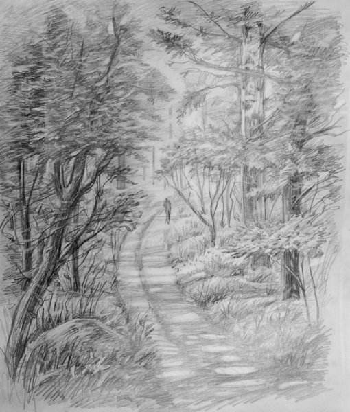 Пейзаж карандашом