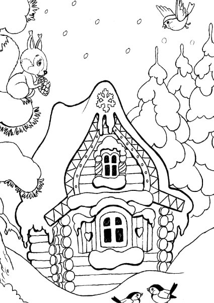 Лубяная избушка раскраска