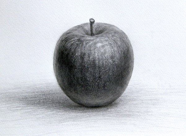 Яблоко штриховка карандашом