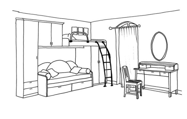 Детская комната раскраска