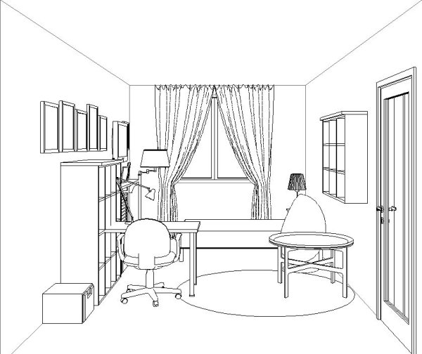 Эскиз интерьера детской комнаты