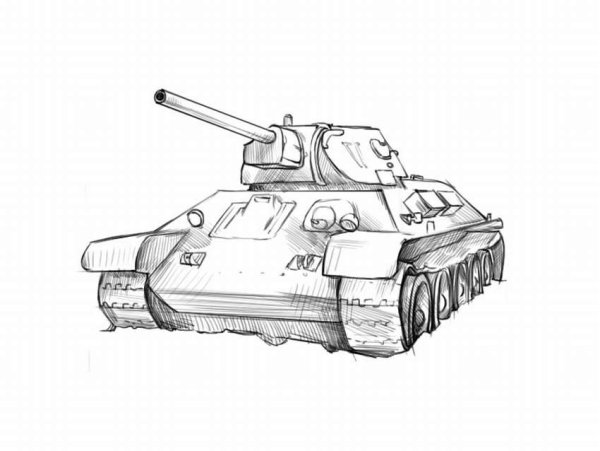Танк т34 рисунок сбоку