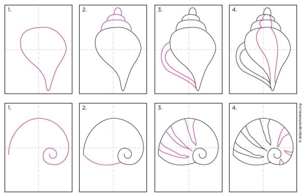 Как нарисовать ракушку для детей