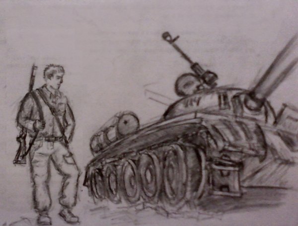Танкист рисунок карандашом