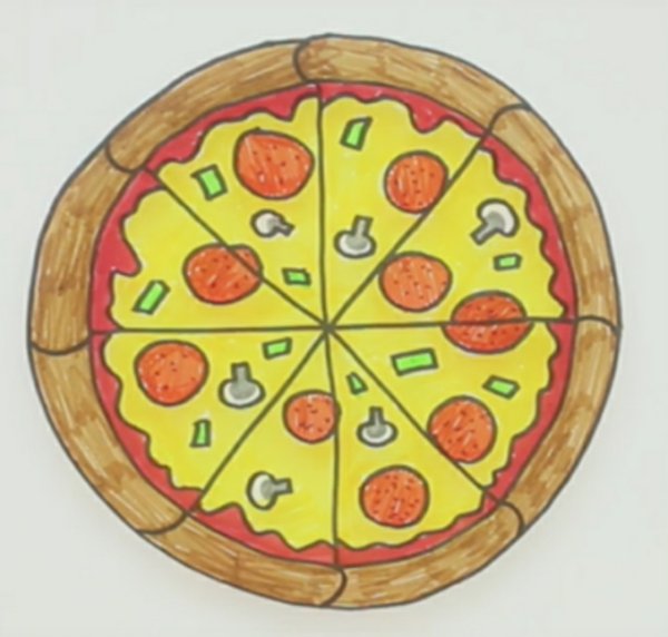 Кусочек пиццы карандашом