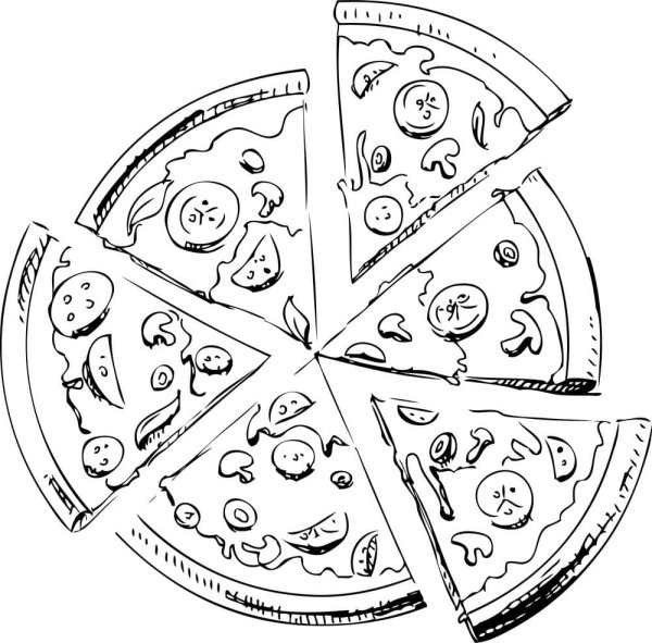 Пицца раскраска для детей