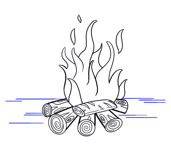 Поэтапное рисование огня