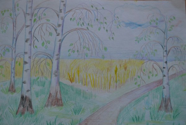 Рисунок на тему природа карандашом