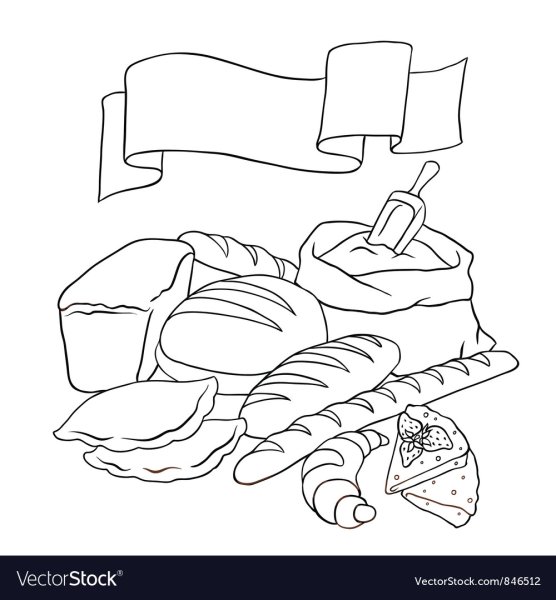 Раскраска хлебобулочные изделия