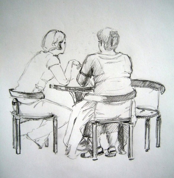 Зарисовки фигуры в интерьере