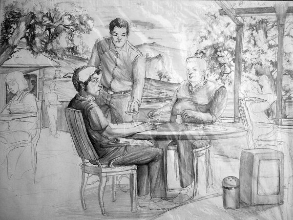 Наброски людей в интерьере