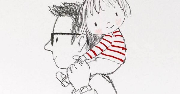 Девочка на шее у папы