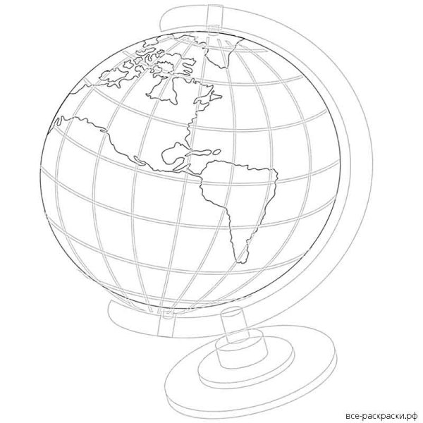 Глобус маленький раскраска
