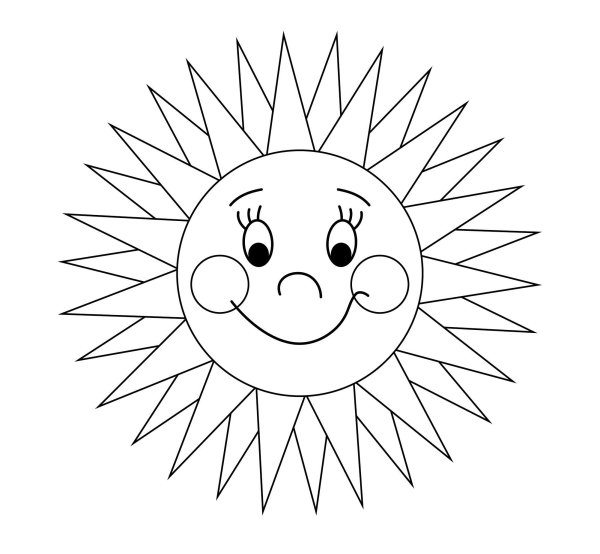 Солнышко раскраска для малышей