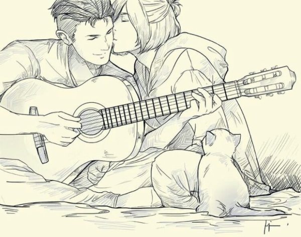 Парень с гитарой скетч