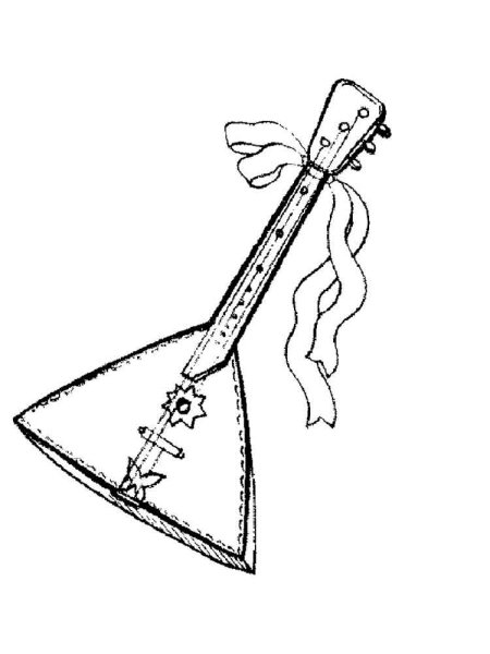 Русский народный инструмент балалайка раскраска