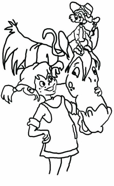 Пеппи длинный чулок раскраска для детей