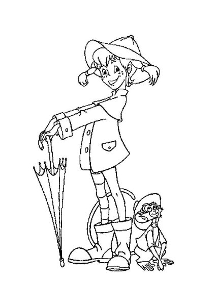 Пеппи длинный чулок нарисовать