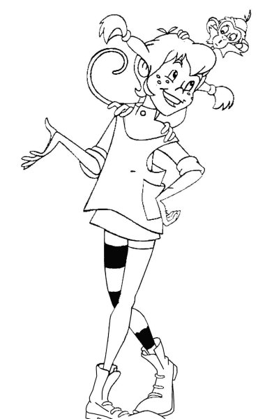 Пеппи длинный чулок разукрашка