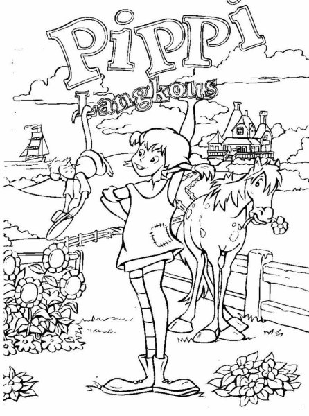 Пеппи длинный чулок нарисовать