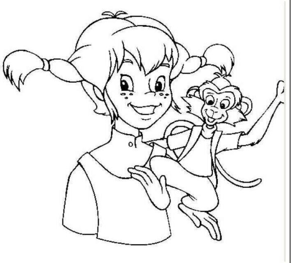 Пеппи длинный чулок раскраска