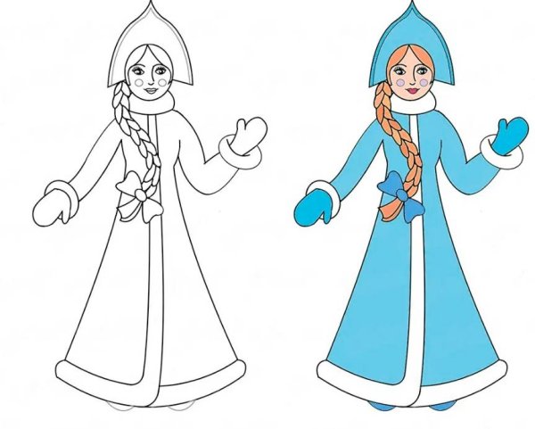 Картинки Снегурочки для срисовки