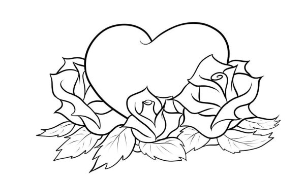 Раскраски сердечки и цветы