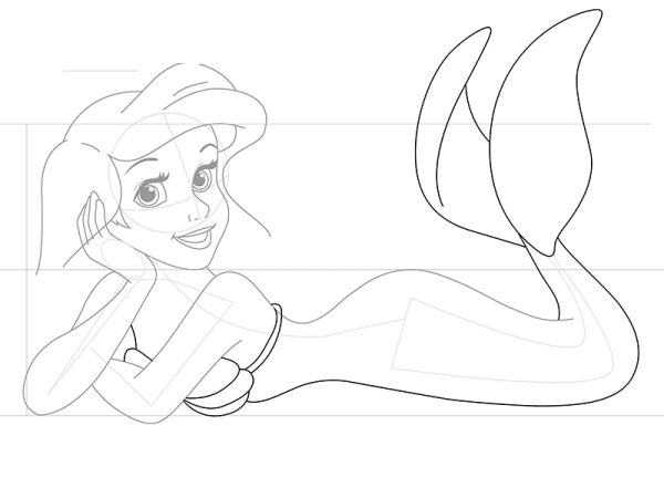 Как нарисовать русалку Ариэль поэтапно