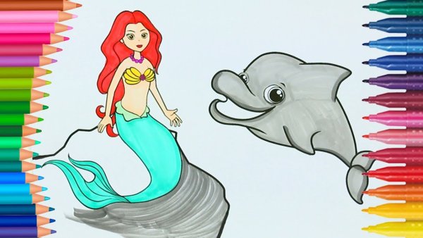 Русалка рисунок для детей лёгкие