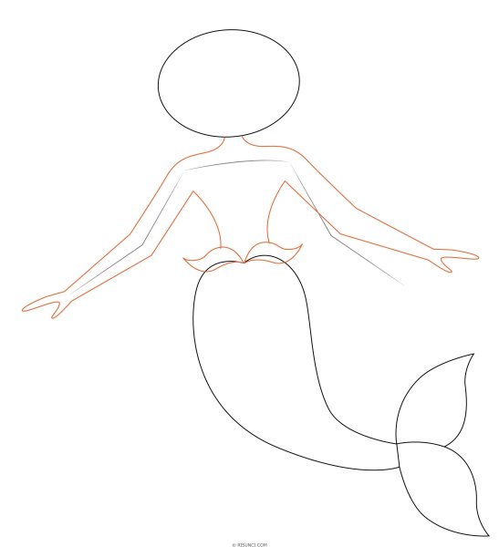 Русалка рисунок карандашом